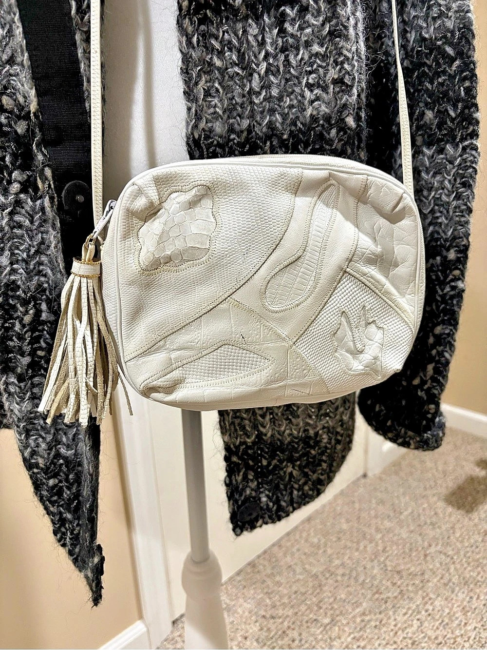 Sharif small crossbody bag in white leather